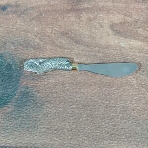 Decorative Fish Handle Butter Spreader Knife Vintage Silver Tone Kitchen Utensil